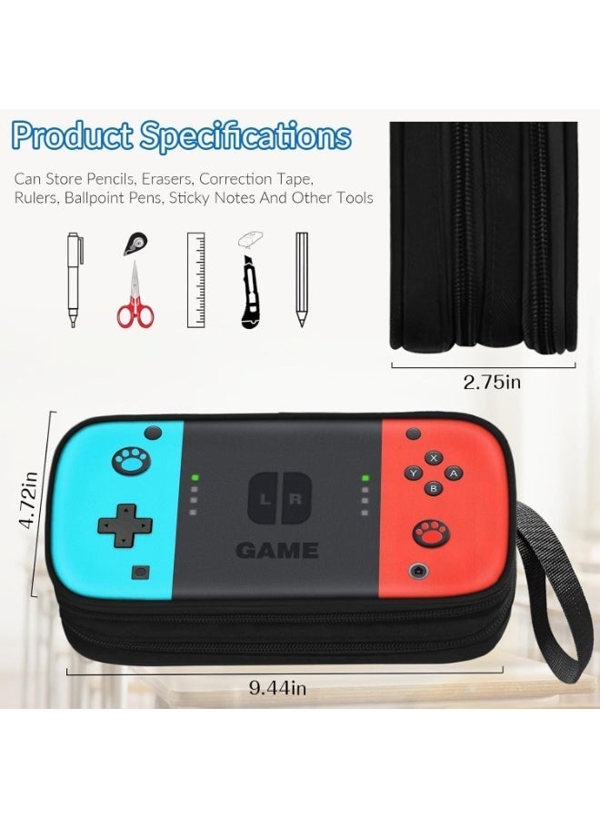 Nintendo Large Pencil Case for Boys - Boys Pencil Pouch with Zipper Compartments - Big Capacity Pen Box Gamer Pen Bag Organizer for Kids Teens School - Image 2